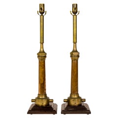 Copper & Brass Victorian Fire Hose Nozzle Lamps (pair)