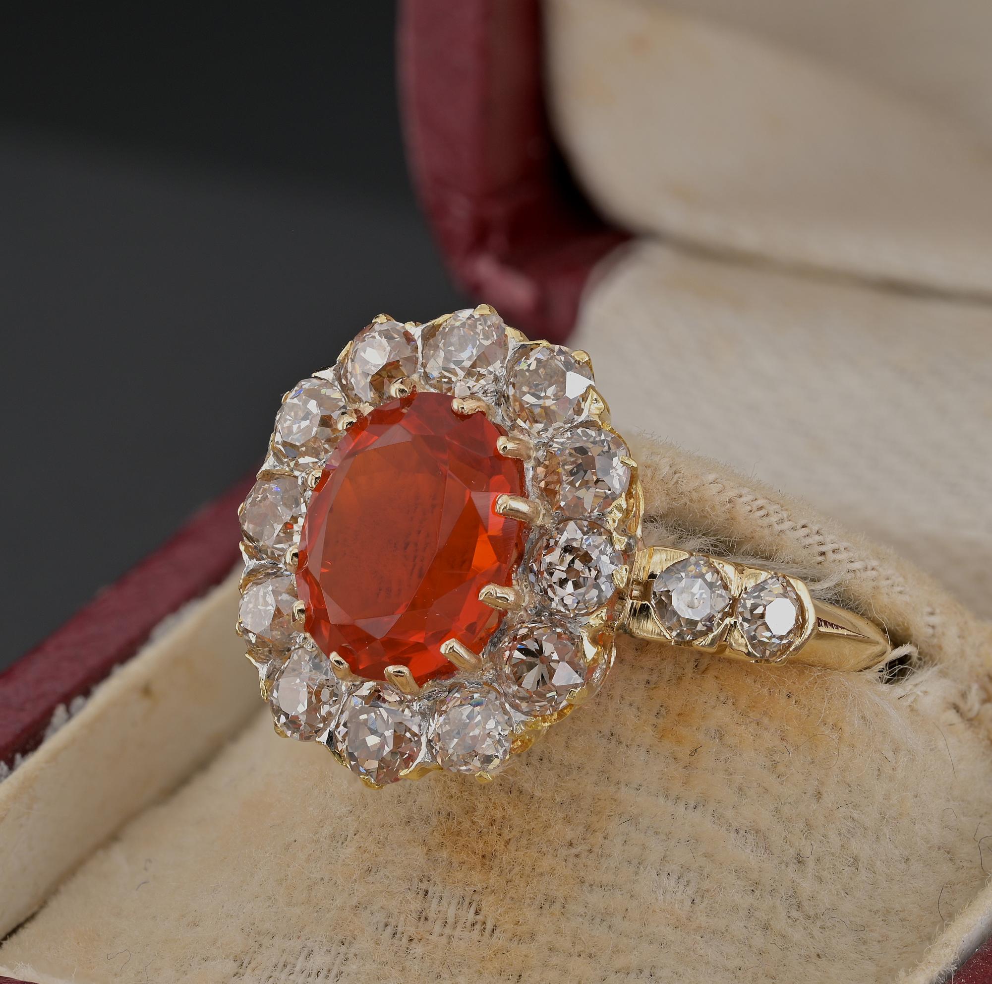 Victorian Fire Opal and Diamond ring 1