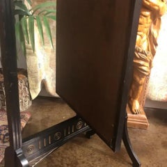 Victorian fireplace ebony colored screen with hand painted floral decoration