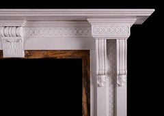 Camino vittoriano in marmo bianco, inglese, design della metà del XIX secolo