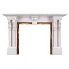 Camino vittoriano in marmo bianco, inglese, design della metà del XIX secolo