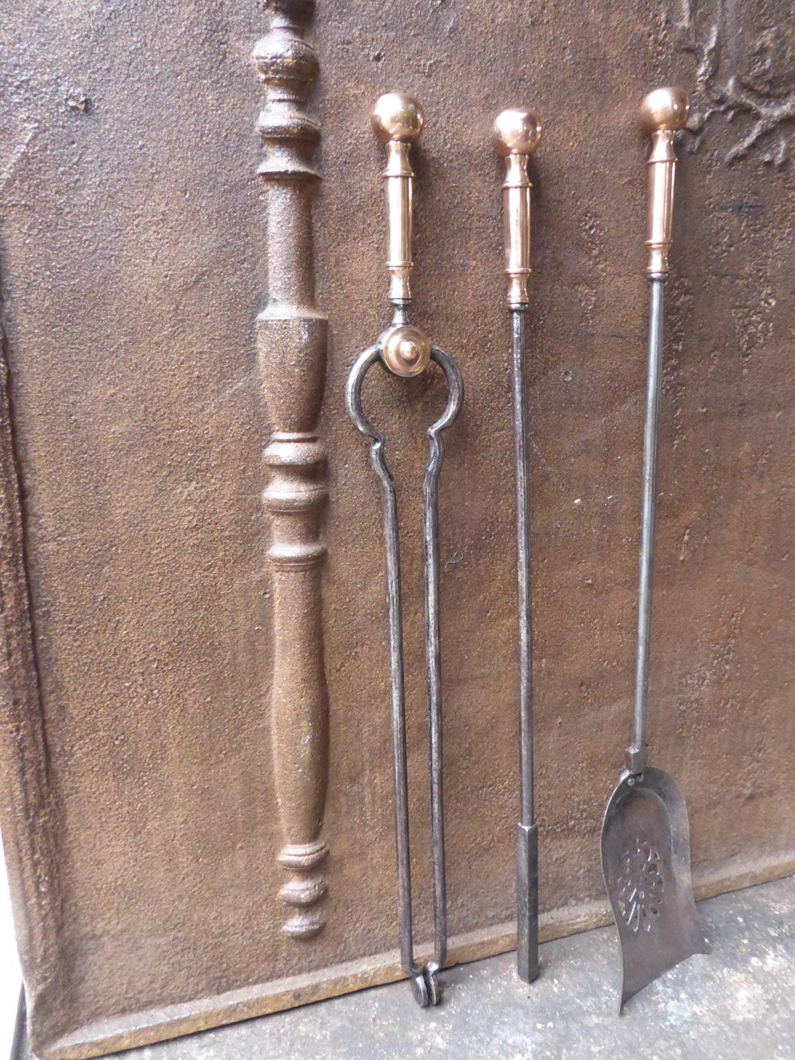 British Victorian Fireplace Tools or Fire Irons, 19th Century, English For Sale