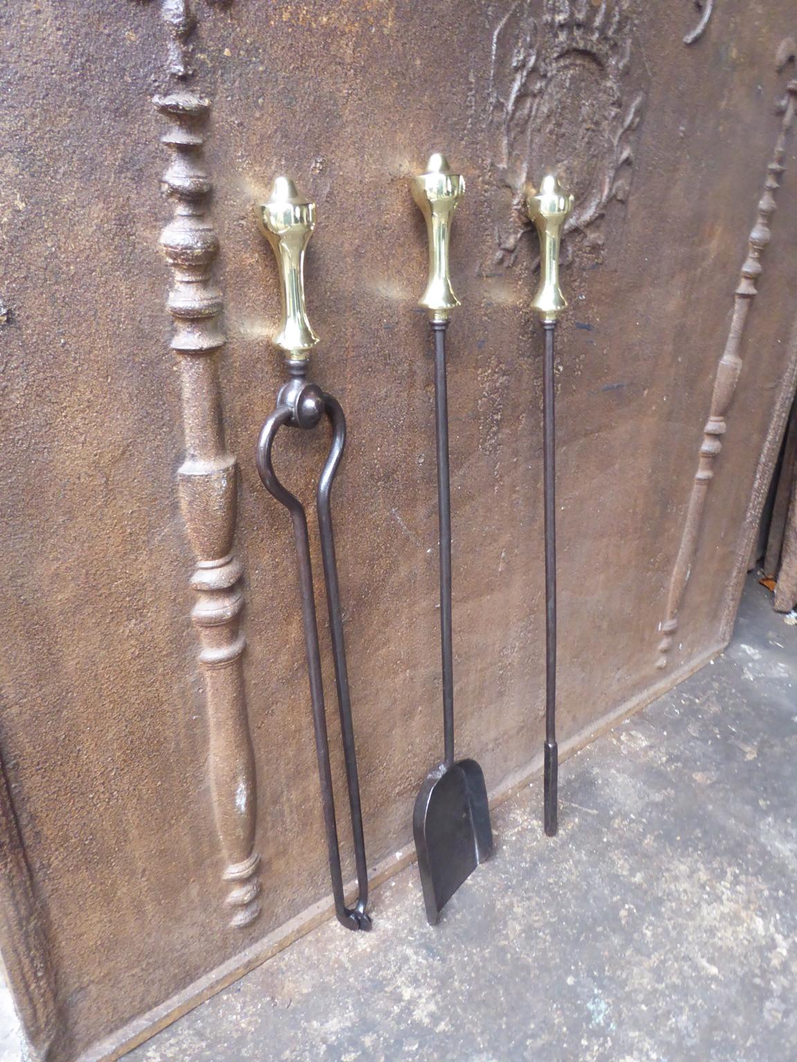 British Victorian Fireplace Tools or Fire Irons, 19th Century, English For Sale