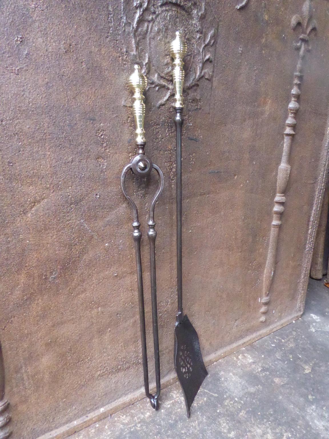 British Victorian Fireplace Tools or Fire Irons, 19th Century, English For Sale