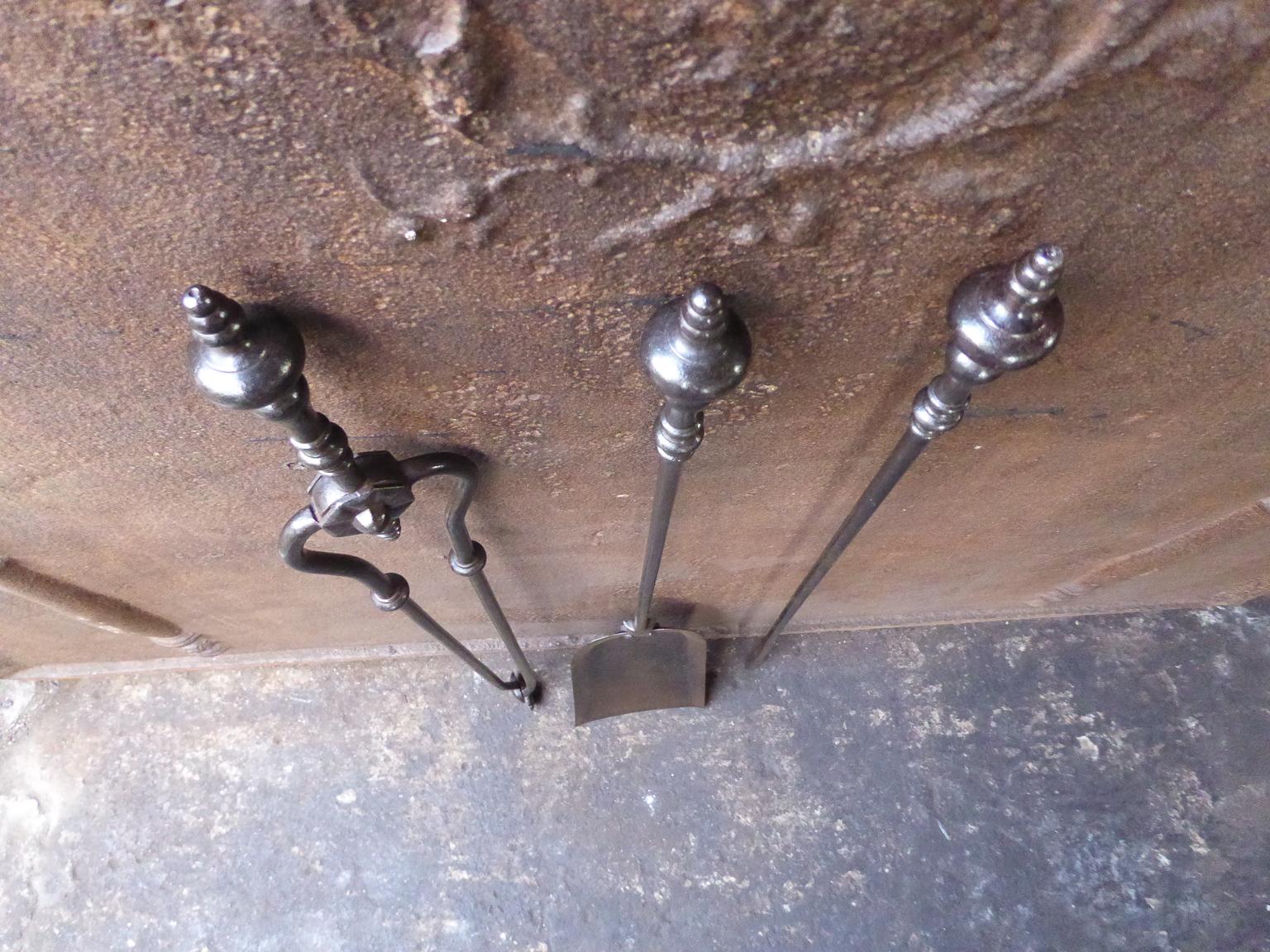 antique wrought iron fireplace tools