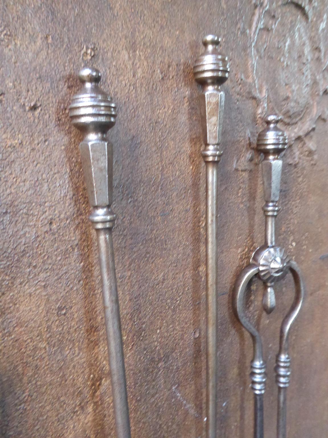 Forged Victorian Fireplace Tools or Fire Irons, 19th Century, English
