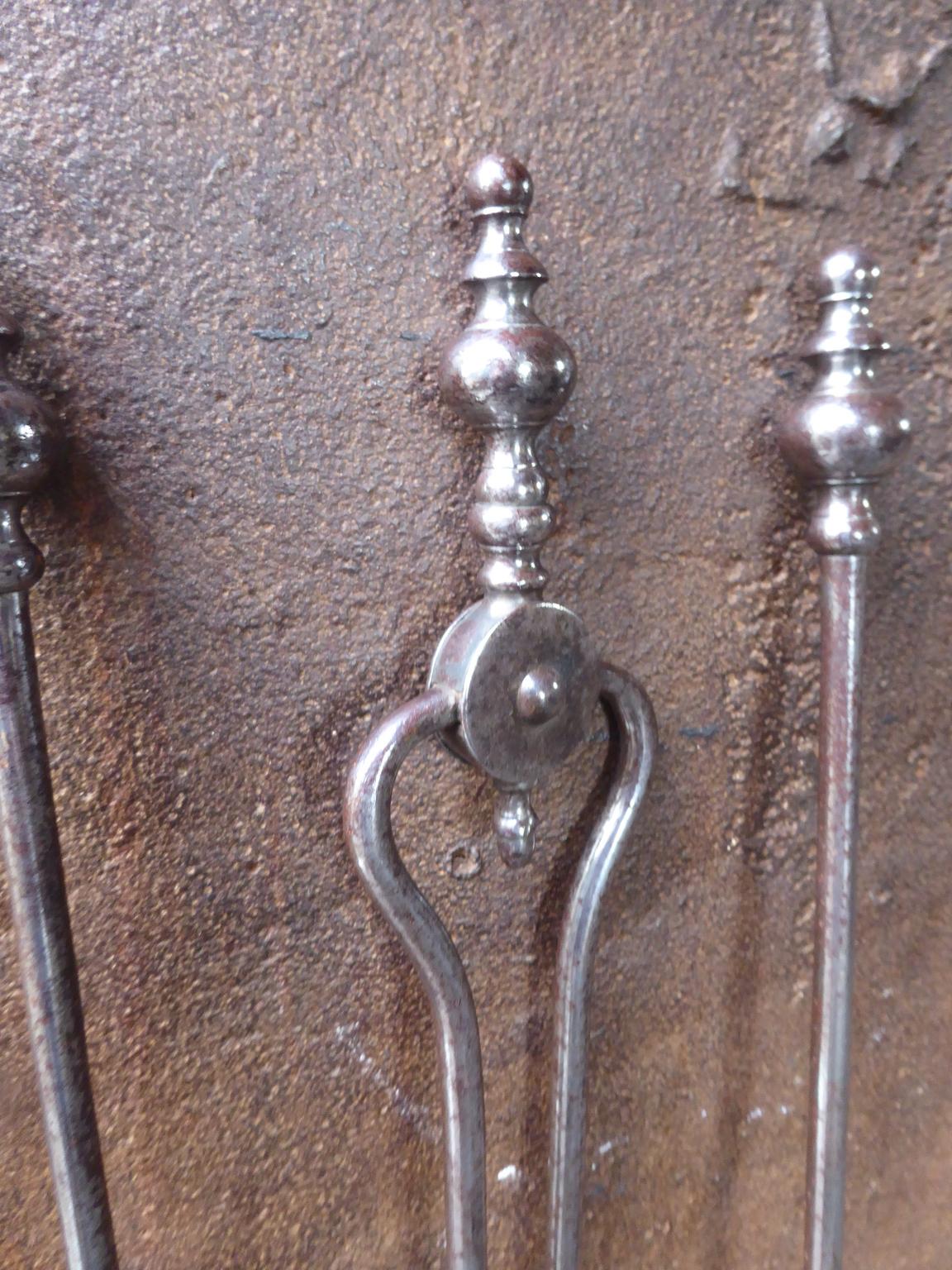 Polished Victorian Fireplace Tools or Fire Irons, 19th Century, English