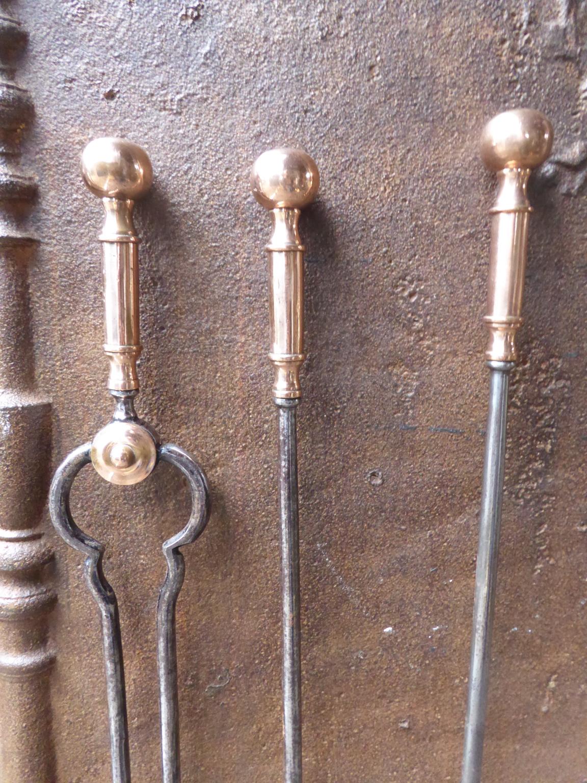 Polished Victorian Fireplace Tools or Fire Irons, 19th Century, English For Sale