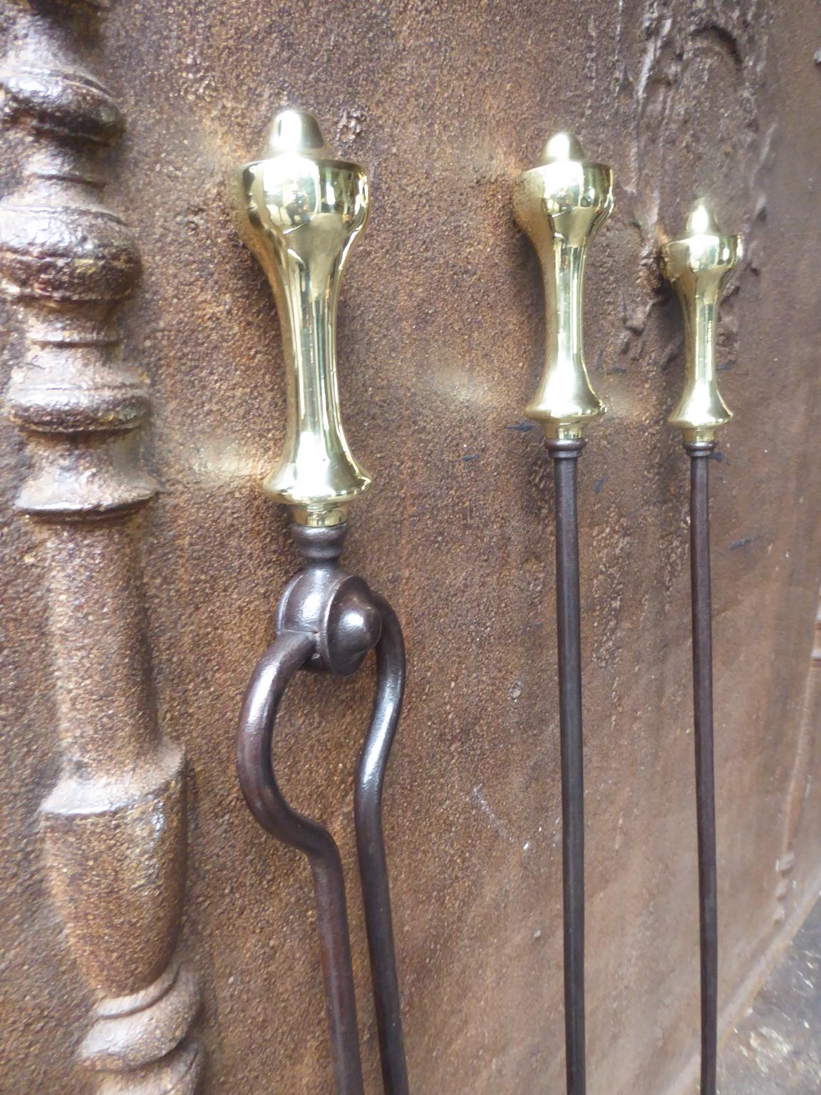 Brass Victorian Fireplace Tools or Fire Irons, 19th Century, English For Sale