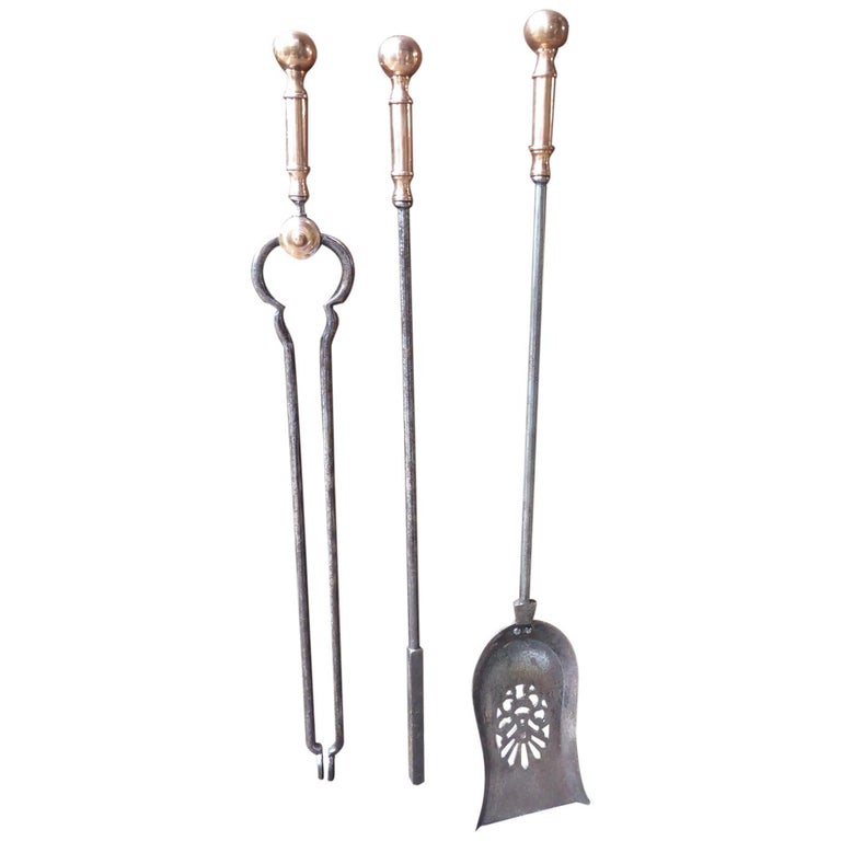 Victorian Fireplace Tools or Fire Irons, 19th Century, English For Sale