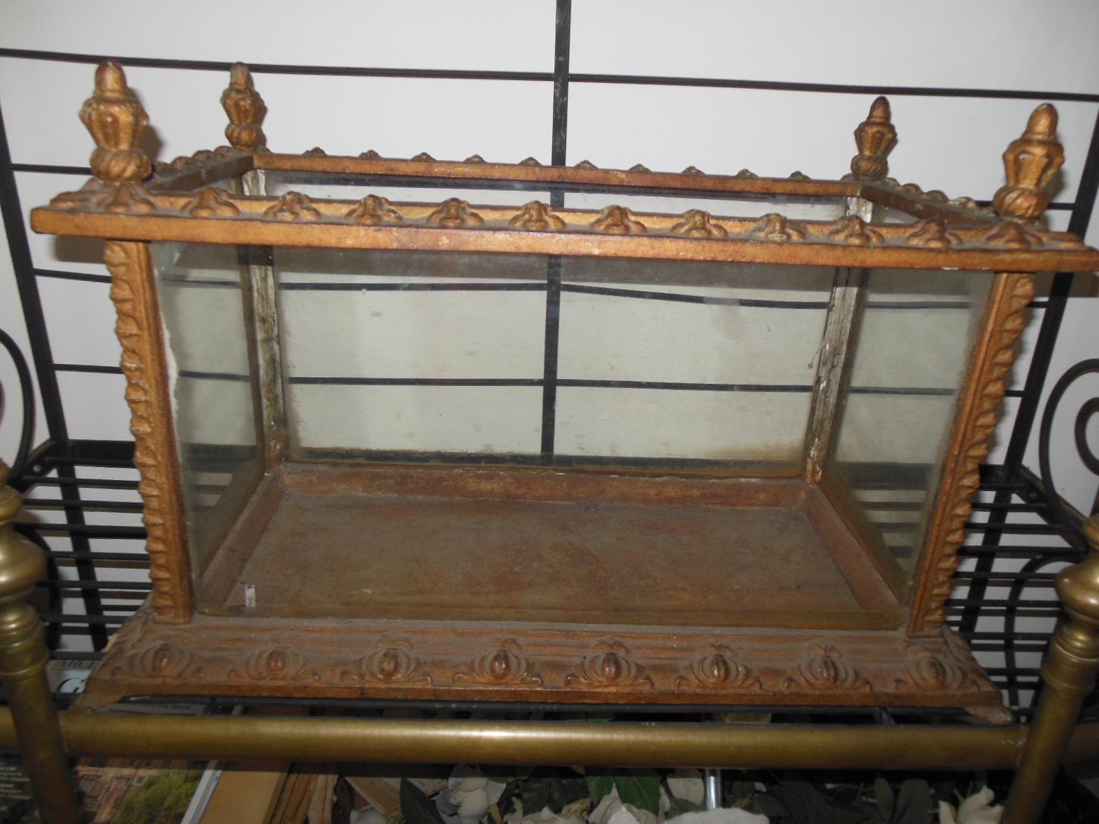 A Victorian cast iron fish yank. An all original Victorian aquarium, late 19th century. retains original Victorian painted finish. This Victorian model fish tank sat on top of a table . I do have Victorian floor model fish tanks in inventory. I