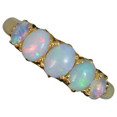 Victorian Five Opal and 18 Carat Gold Stack Ring