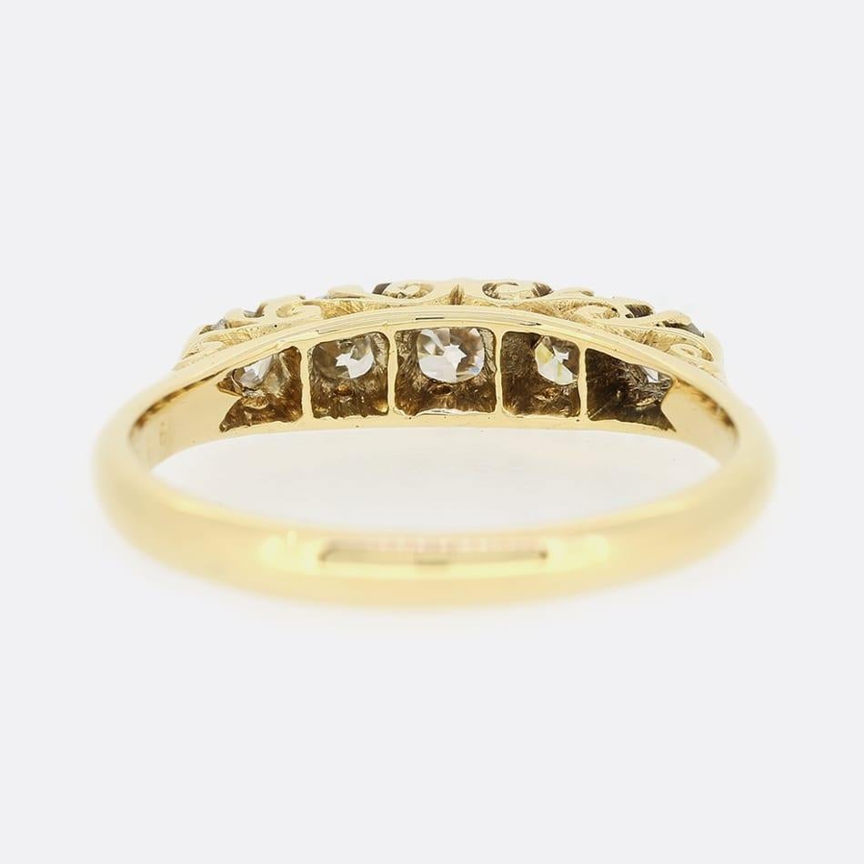 Old European Cut Victorian Five Stone 0.50 Carat Diamond Ring For Sale