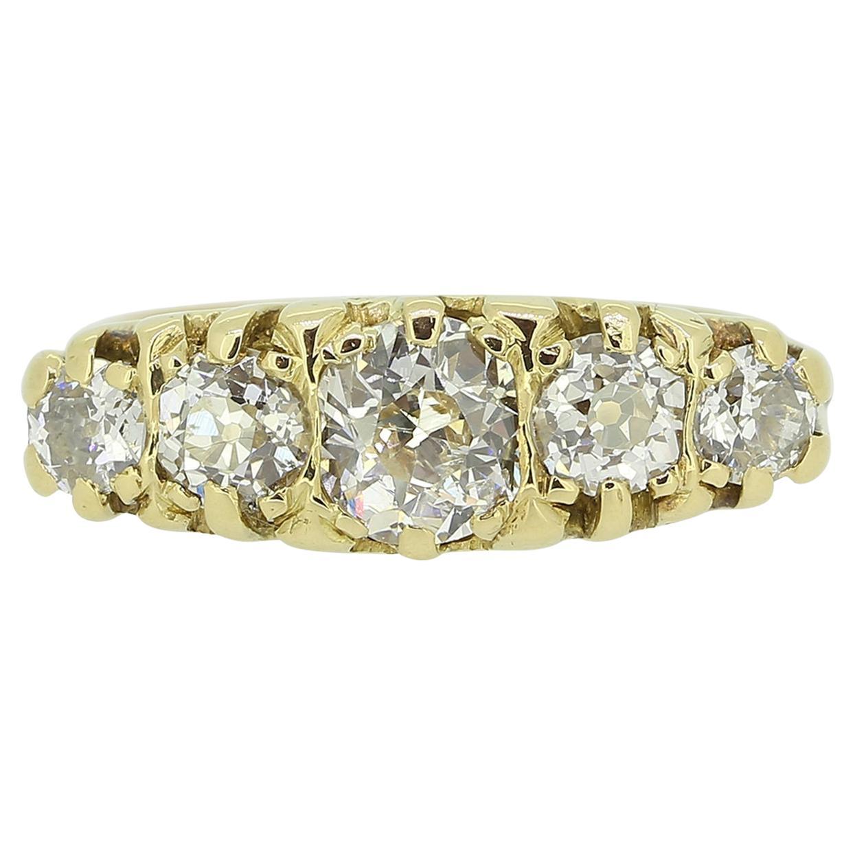 Victorian Five-Stone Diamond Adjustable Ring