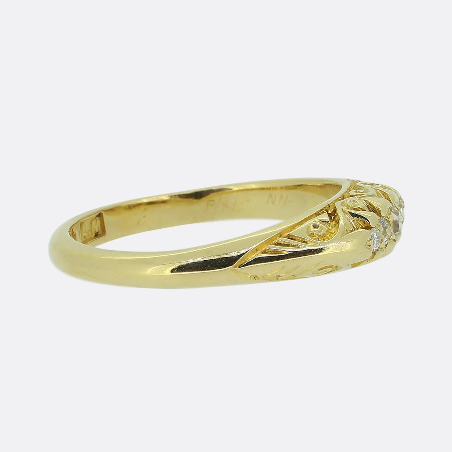 Old Mine Cut Victorian Five-Stone Diamond Ring For Sale