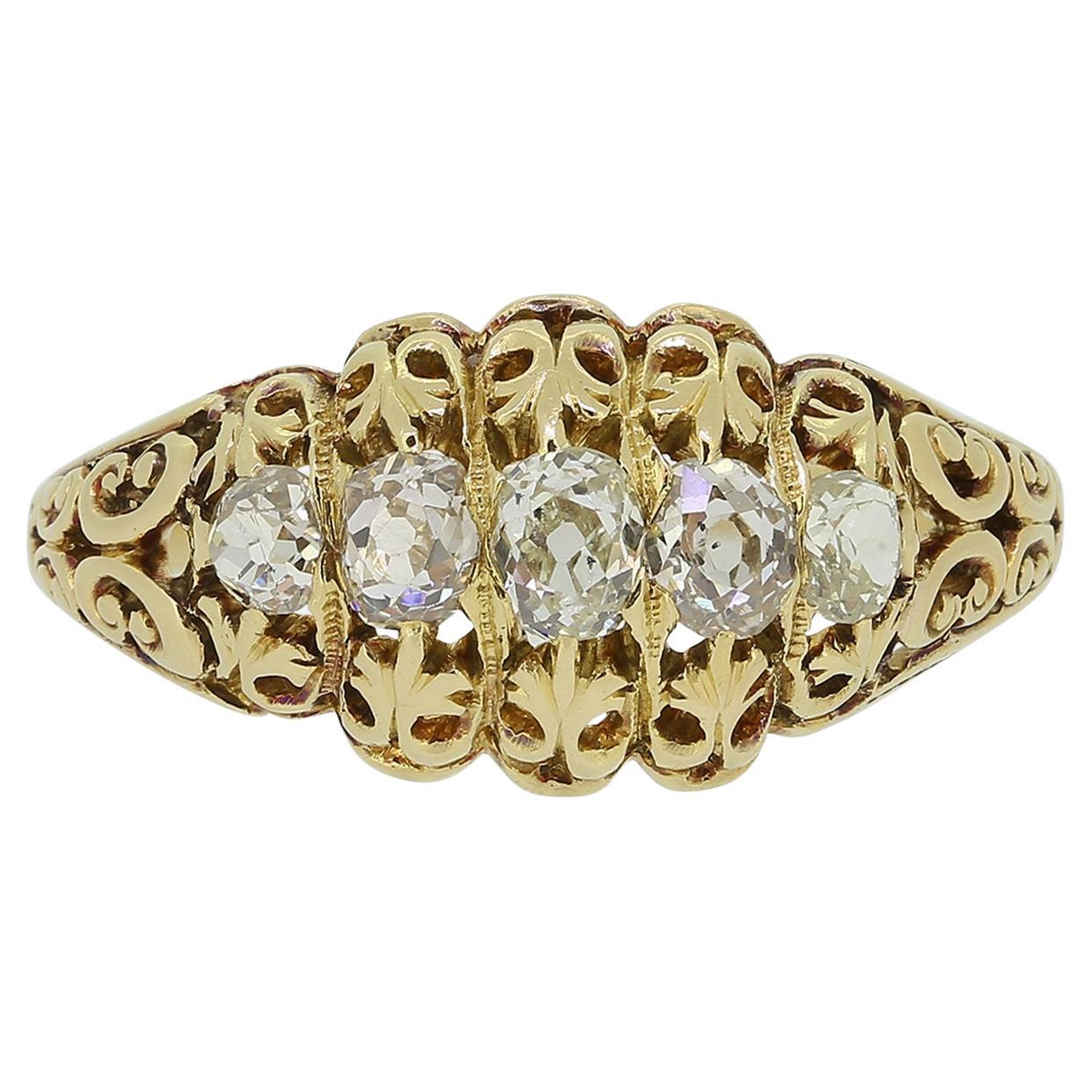 Victorian Five Stone Diamond Ring For Sale