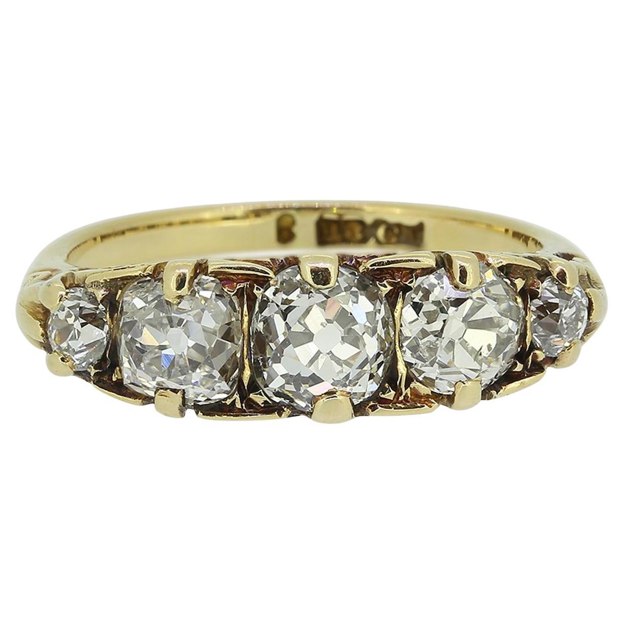 Victorian Five-Stone Diamond Ring For Sale