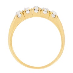 Victorian Five-Stone Old Cushion Cut Ring, circa 1900s