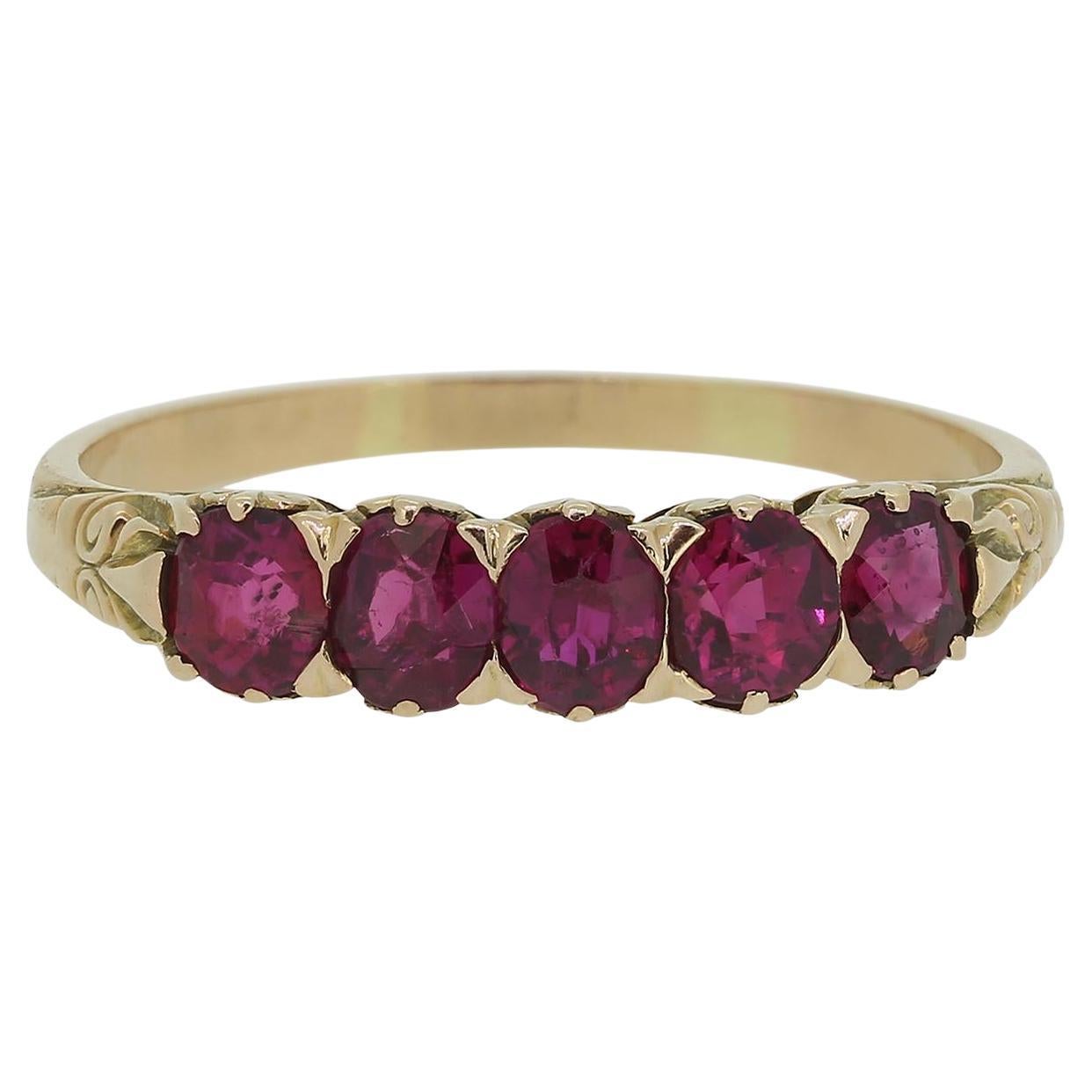 Victorian Five-Stone Ruby Ring
