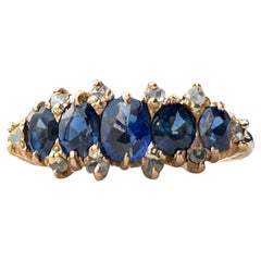Victorian Five Stone No Heat Sapphire 1.6 ctw, Diamond Ring 18k rose gold. 