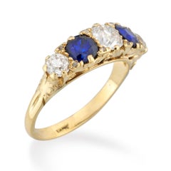Victorian Five Stone Sapphire Diamond Gold Ring