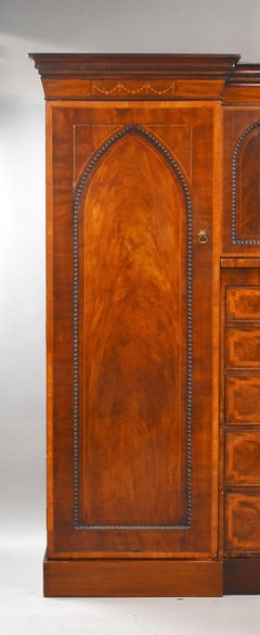 Victorian Flame Mahogany Breakfront Triple Wardrobe