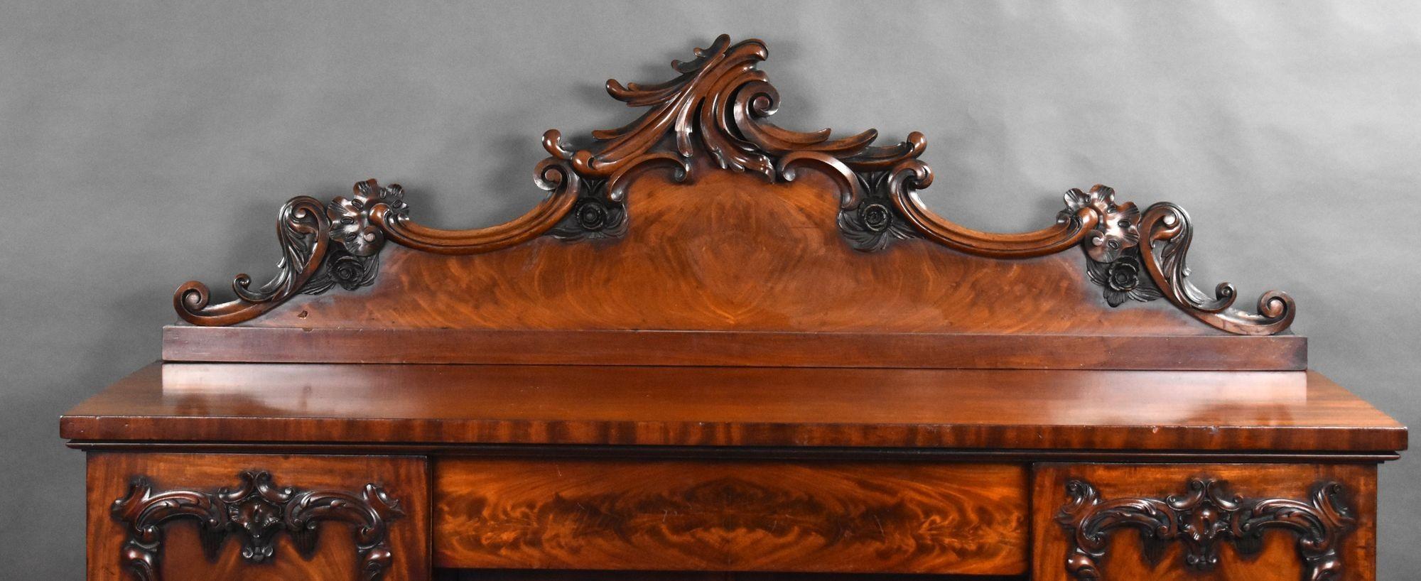 English Victorian Flame Mahogany Sideboard For Sale