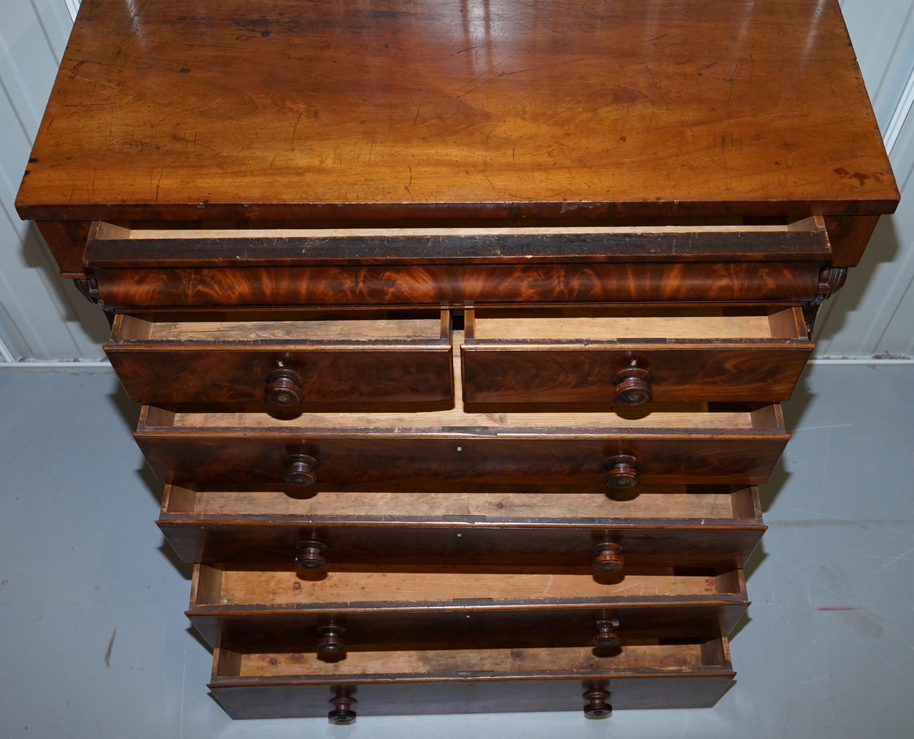 Victorian Flamed Mahogany Chest of Drawers Large Substantial Storage Options 15