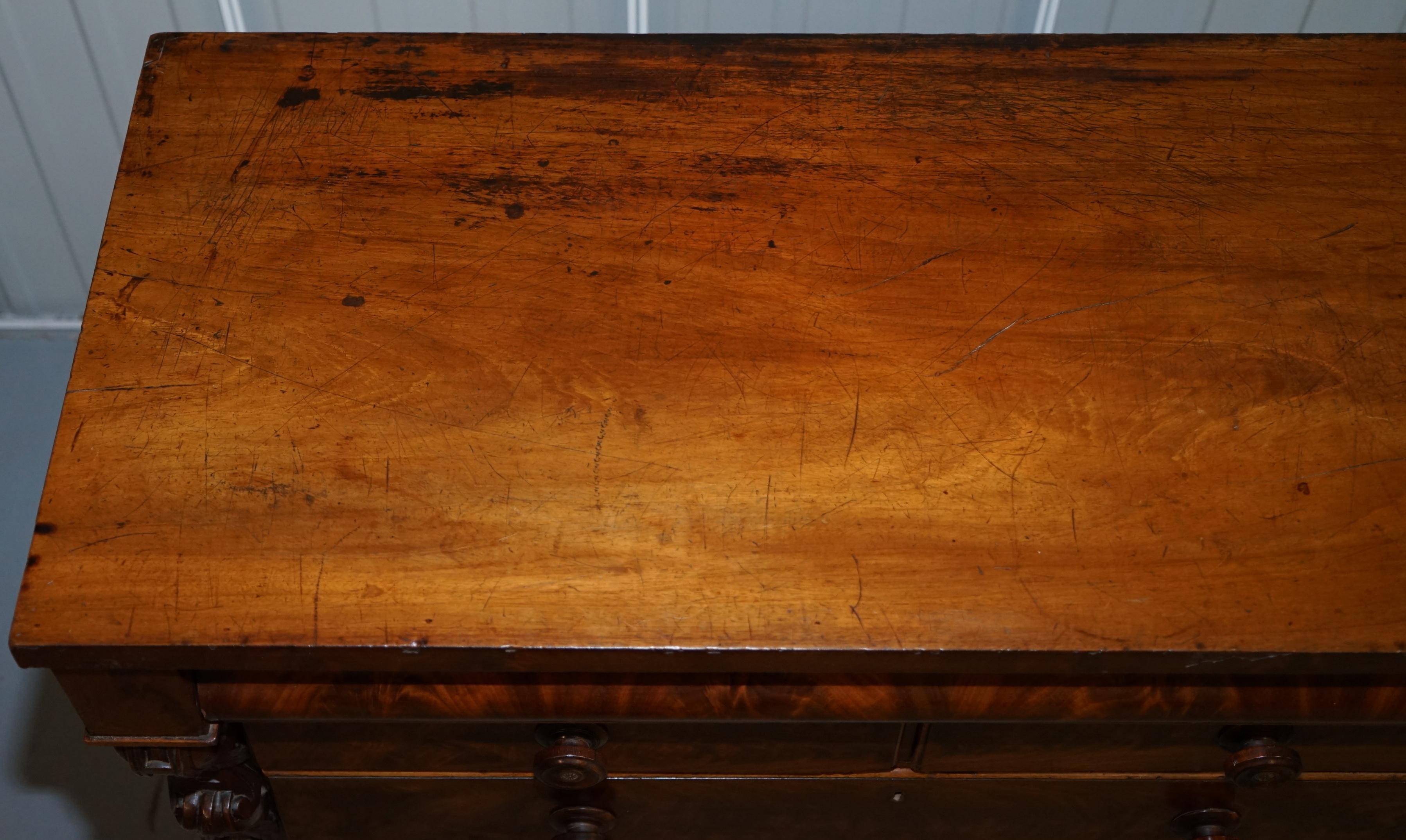 19th Century Victorian Flamed Mahogany Chest of Drawers Large Substantial Storage Options