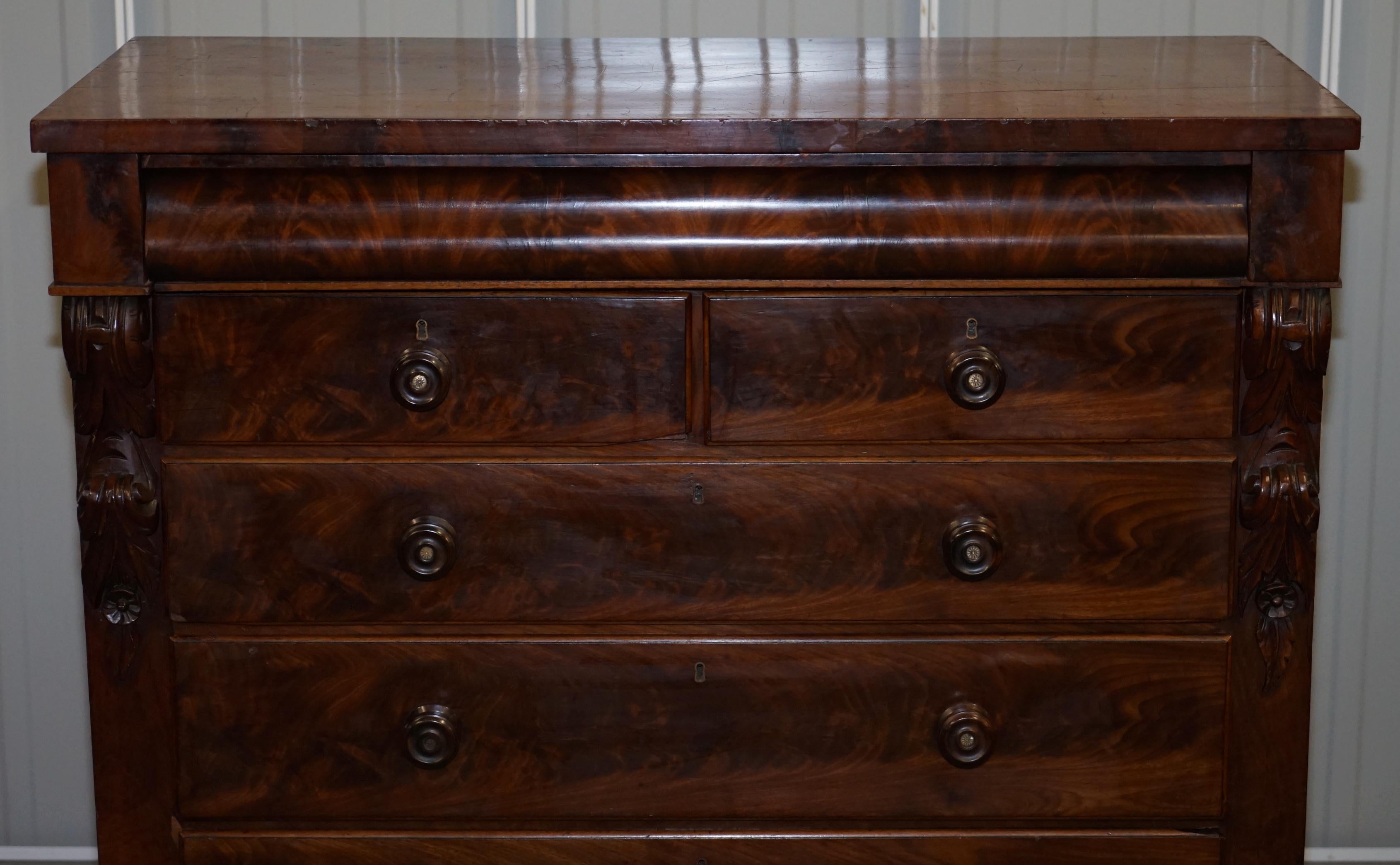 Victorian Flamed Mahogany Chest of Drawers Large Substantial Storage Options 2