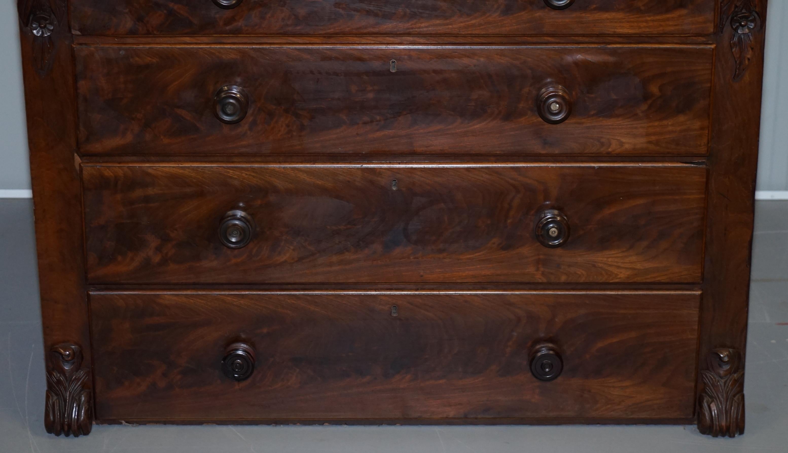 Victorian Flamed Mahogany Chest of Drawers Large Substantial Storage Options 3