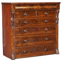 Antique Victorian Flamed Mahogany Chest of Drawers Large Substantial Storage Options