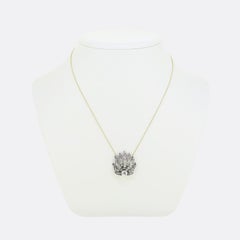 Victorian Flaming Diamond Cluster Pendant Necklace