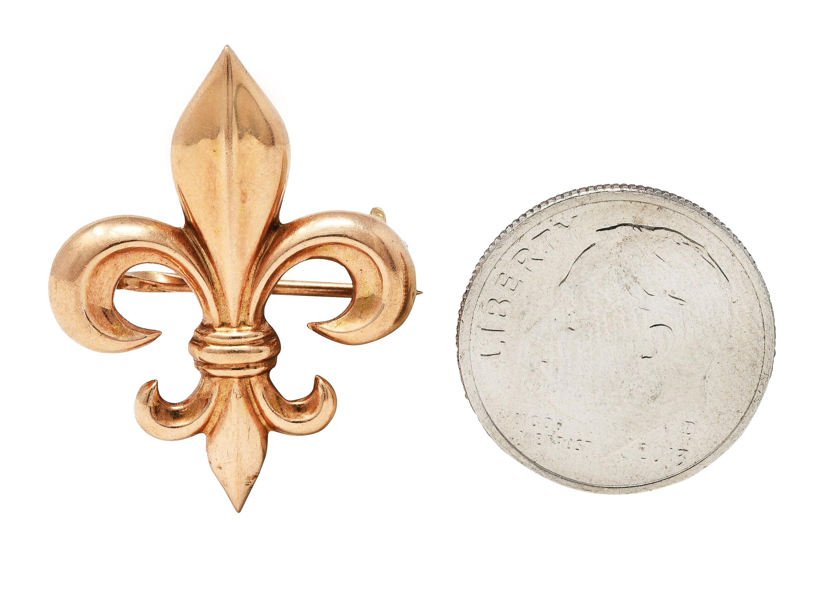 Victorian Fleur-De-Lis 10 Karat Gold Pendant Brooch 3