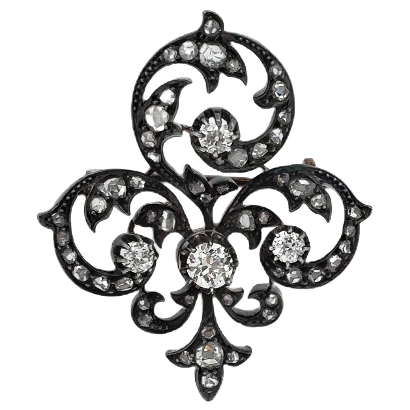 Viktorianische Fleur De Lis Brosche im Angebot