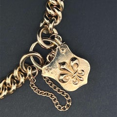 Victorian Fleur De Lis Yellow Gold Padlock Bracelet Circa 1880s
