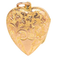 Victorian Floral 9ct Gold Front and Back Heart Locket