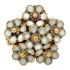Anello vittoriano con bouquet floreale e smalto in oro giallo 18 carati