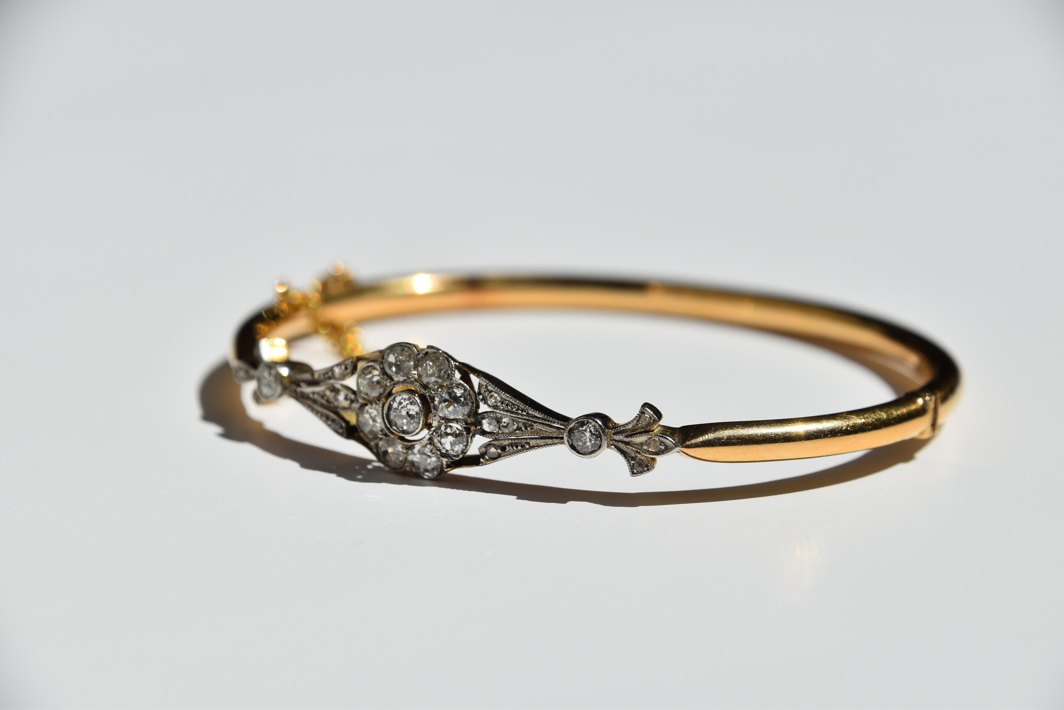 Bracciale vittoriano con diamanti floreali In condizioni buone in vendita a London, GB