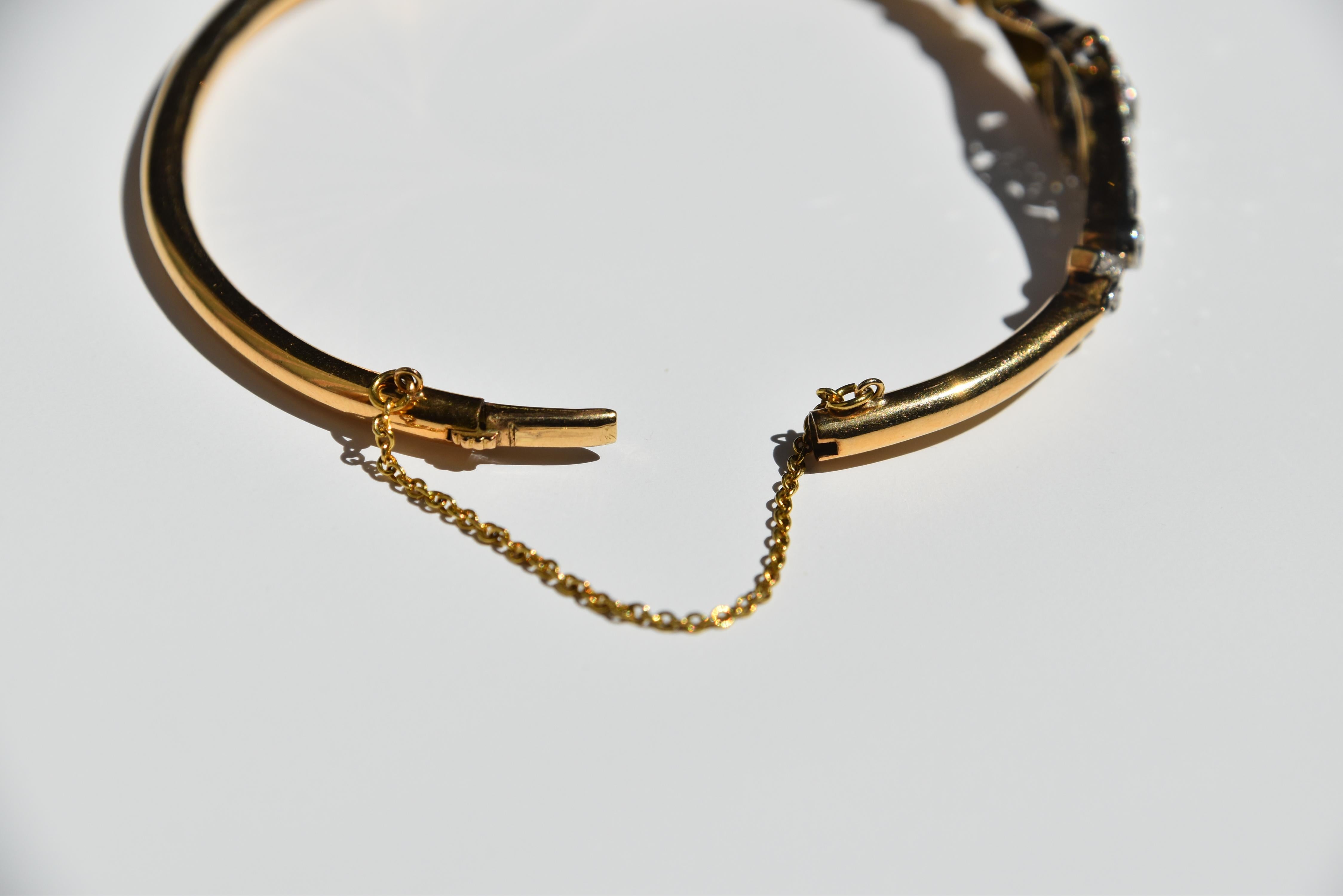 da uomo o donna Bracciale vittoriano con diamanti floreali in vendita