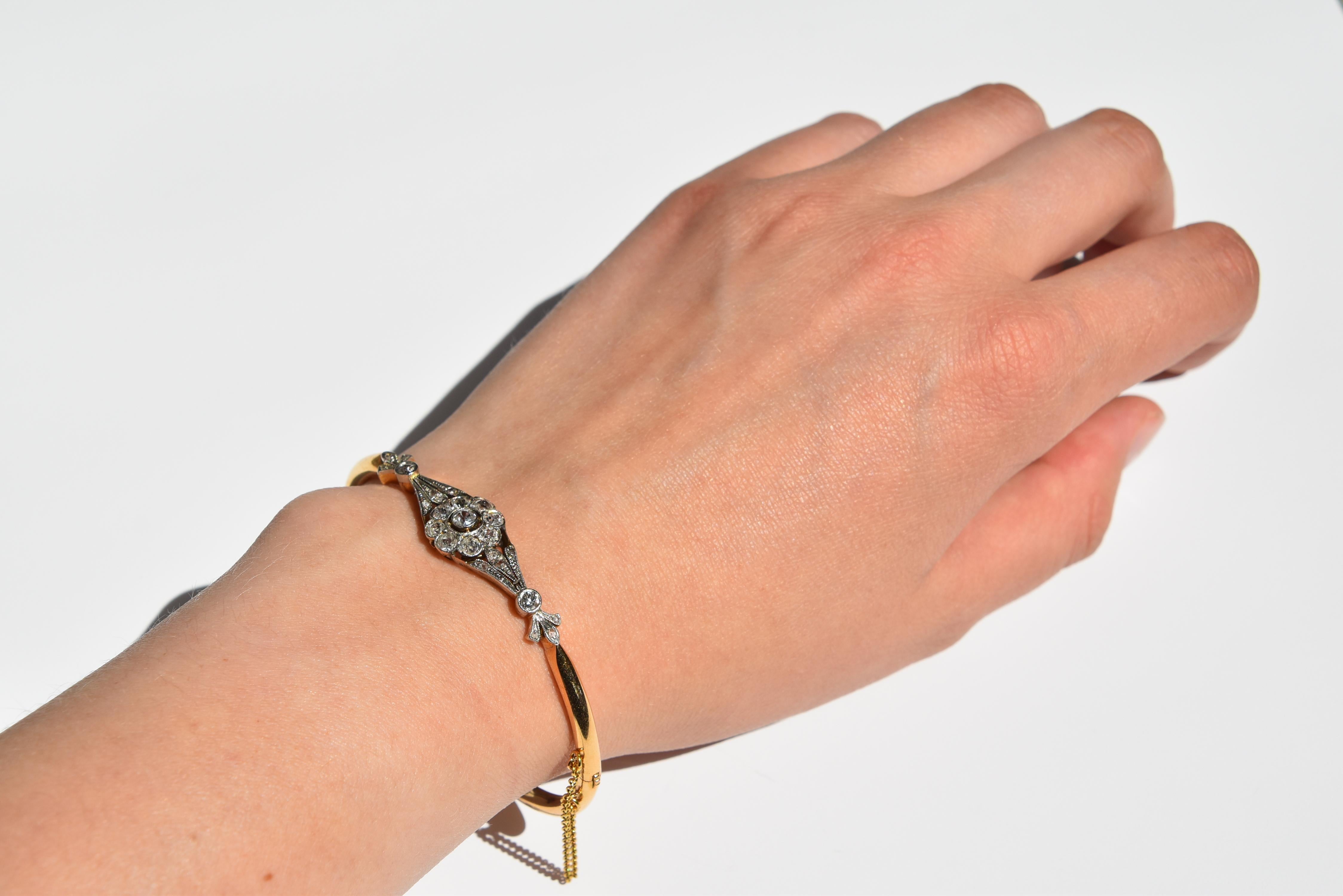 Bracciale vittoriano con diamanti floreali in vendita 1