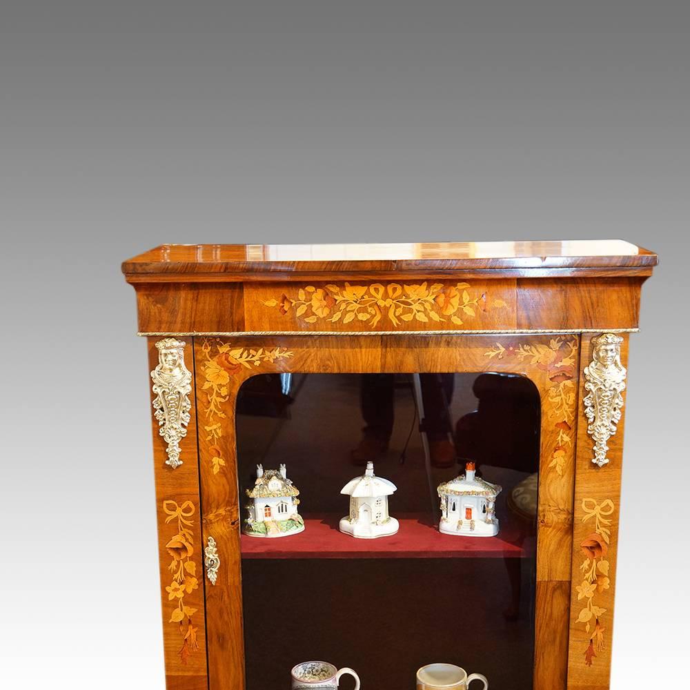 French Victorian Floral Inlaid Pier Cabinet