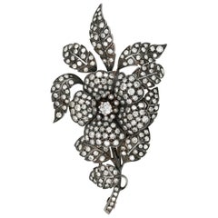 Victorian Floral Motif Diamond Brooch