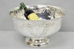 Victorian Floral Repousse Silver Plated Punch Bowl Champagne Chiller Ice Bucket
