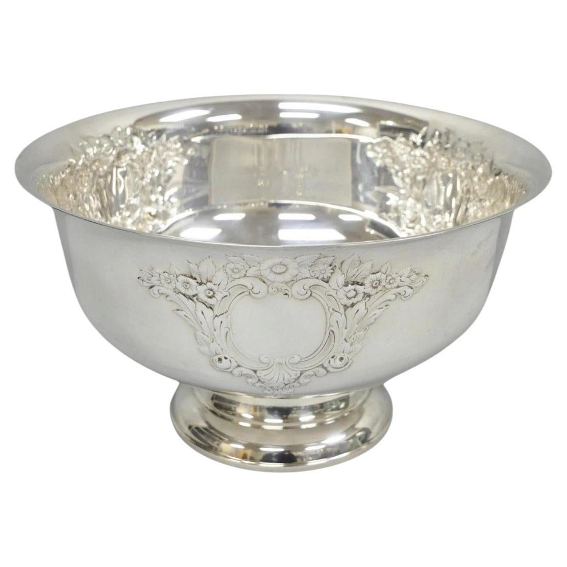 Victorian Floral Repousse Silver Plated Punch Bowl Champagne Chiller Ice Bucket
