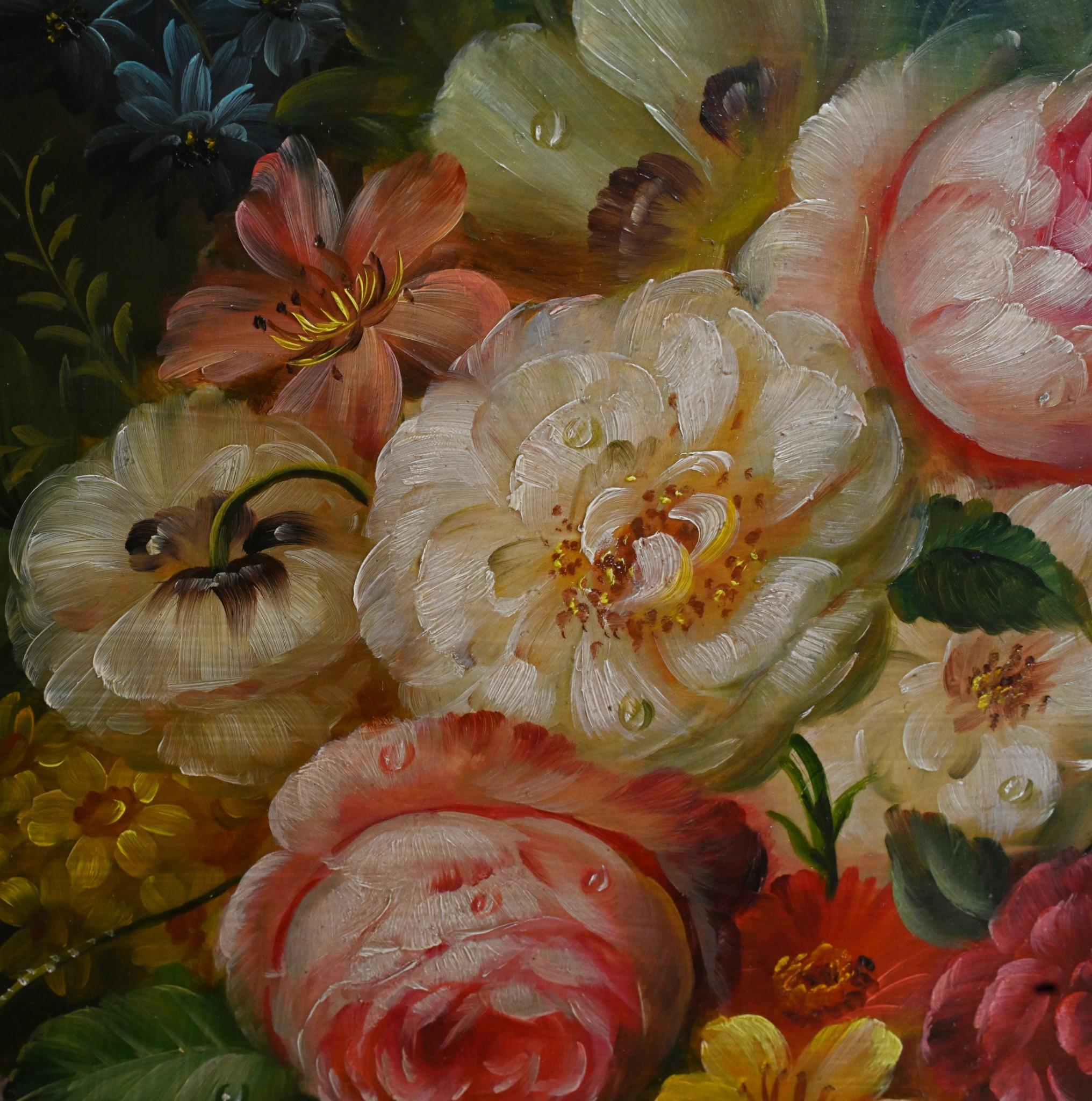 Bodegón Floral Victoriano Pintura al Óleo Espray de Flores en venta 3