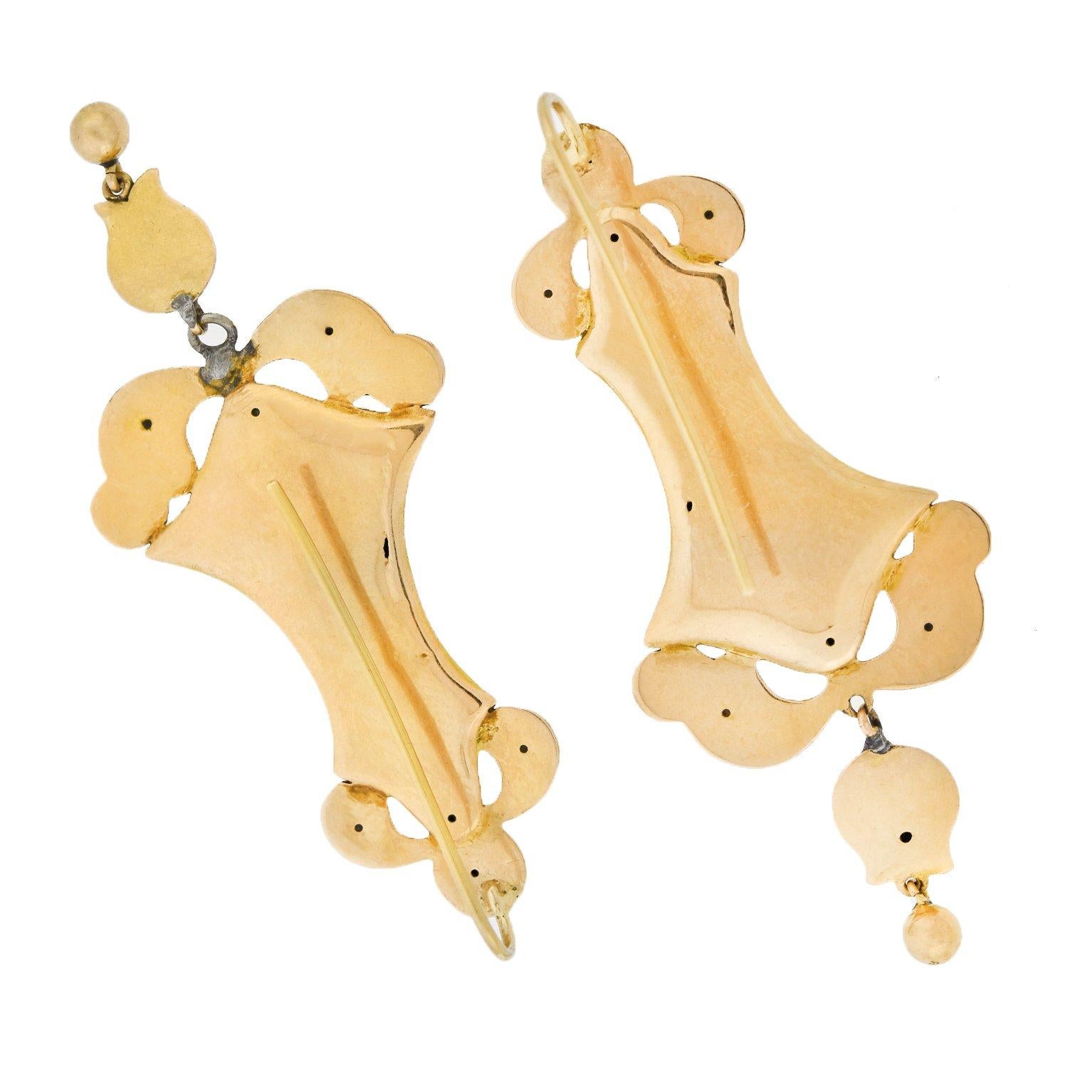 Victorian Floral Swiss Enamel Dangle Earrings 2