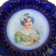 Victorian Flow Blue Hand Painted Plate