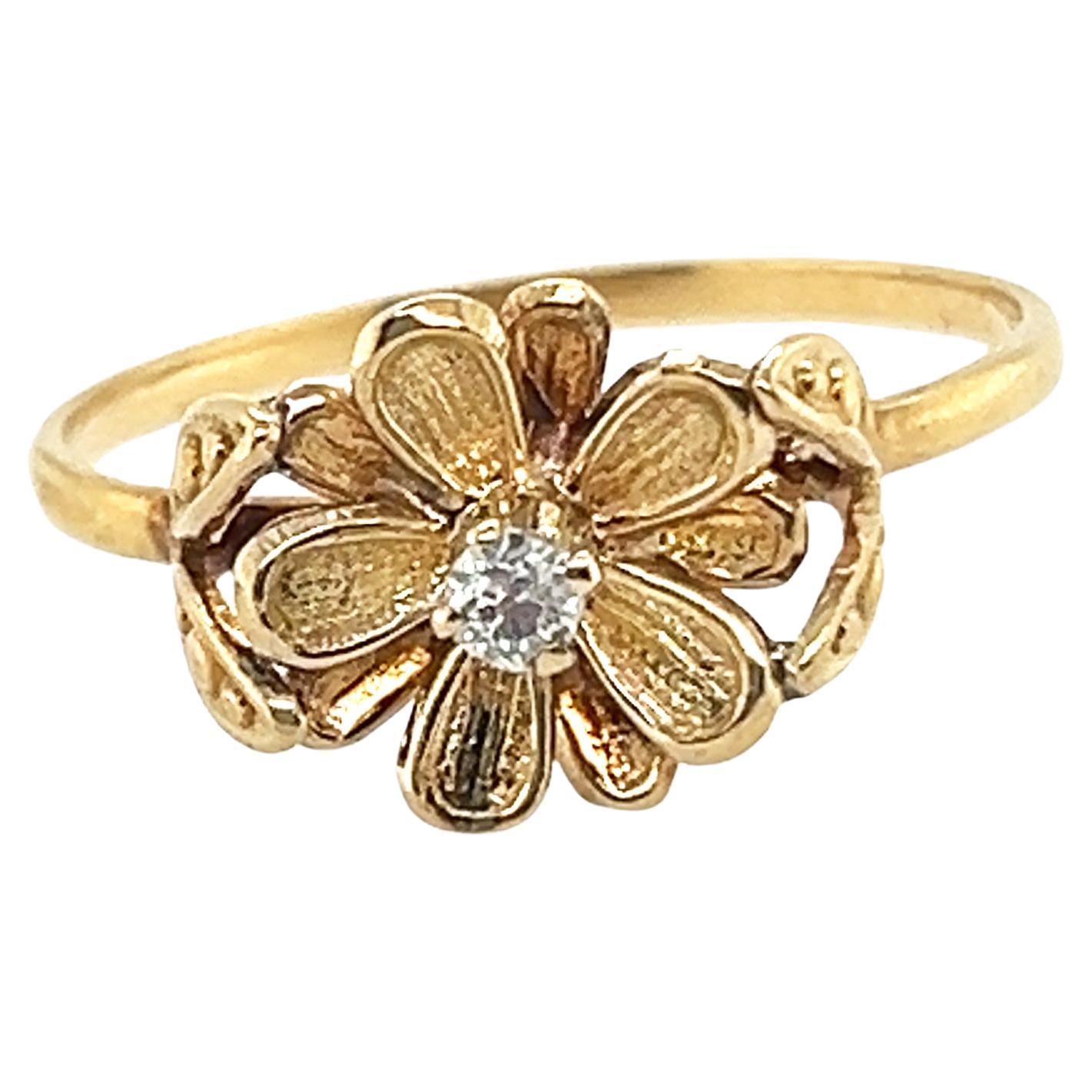 Viktorianischer Blumen-Diamant-Ring mit altem Minenschliff, antik, 18K Original 1880er Jahre im Angebot