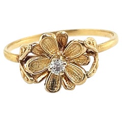 Viktorianischer Blumen-Diamant-Ring mit altem Minenschliff, antik, 18K Original 1880er Jahre